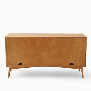 Aparador Selena de mediados de siglo en madera maciza de teca con <span class=keywords><strong>3</strong></span> cajones <span class=keywords><strong>2</strong></span> puertas y acabado marrón brillante. - Product Image 5