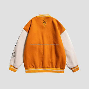 Mejor calidad 100% lana cuerpo con mangas de cuero de Chenille parche bordado Casual chaqueta para hombres y mujeres - Product Image 2