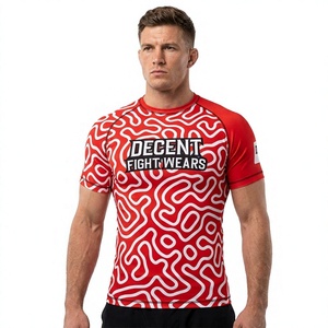 Rashguard personnalisé à impression numérique MMA BJJ OEM unisexe à manches courtes en Spandex/Polyester 220g respirant UPF50+ séchage rapide - Product Image 1