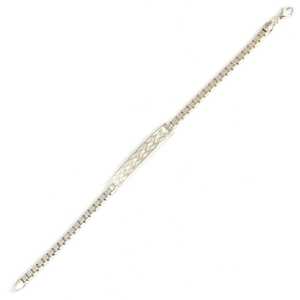 Bracelet en argent sterling 925 à motif tressé, chaîne cubique, plaqué rhodium et or, avec breloques en diamant et perle - Product Image 5