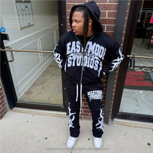 Ropa de marca de China, venta al por mayor, conjunto de Sudadera con capucha y estampado abullonado personalizado, lavado ácido, recién llegado, conjuntos de sudaderas y sudaderas para hombre - Product Image 2