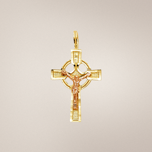 จี้ไม้กางเขนขัดเงาสีโรสและทองสีเหลือง14k ประดับด้วยเพทายจี้ไม้กางเขนคาทอลิกที่นับถือศาสนา - Product Image 6