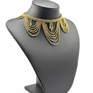 Collier ras du cou ethnique tribal en perles dorées de luxe, bijoux vintage antique, OEM/ODM - Product Image 1