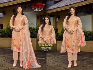 Ensemble de pantalons kurti et romains imprimés numériquement de style traditionnel de designer avec tissu mijoter Dupatta fabriqué par Export - Product Image 6