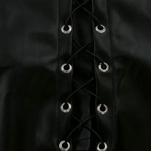 Nouvelle jupe mini en cuir à lacets pour femme, design 2026, taille haute, coupe ajustée, tenue de soirée, jupe moulante - Product Image 4