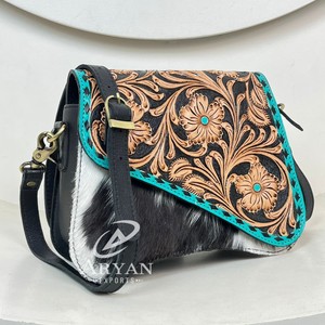 Nouveau design de sacs à main en cuir de vachette véritable, sac à bandoulière à cordon usiné à la main avec sangle réglable pour femmes - Product Image 1