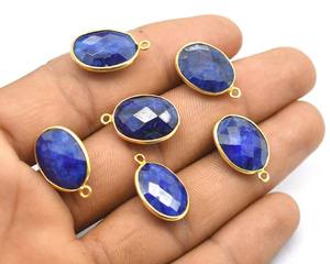 21X14mm(1วง) 23X14mm(2ห่วง) ตัวเชื่อมต่ออัญมณี Lapis Lazuli ทอง18K และเงินสเตอร์ลิงชุบมากสำหรับการทำ C114-117เครื่องประดับ - Product Image 3