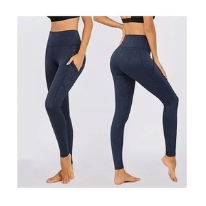 Pantalon de gymnastique taille moyenne de haute qualité pour femmes couleur unie entraînement actif Yoga Fitness Leggings collants taille haute - Product Image 6