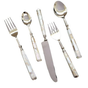 Ensemble de couverts en acier miroir de qualité alimentaire à manche en résine verte pour le service de table de mariage à l'hôtel ensemble de couverts - Product Image 6