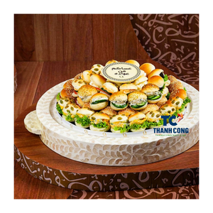 Plateaux en nacre en gros, élégants plateaux de service incrustés, parfaits pour les rassemblements du Ramadan et le style de la maison du Moyen-Orient - Product Image 2