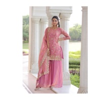 Vente en gros de costumes Sharara en coton avec broderie et sequins, vêtements de fête pour femmes, costumes Sharara pour la vente à l'exportation