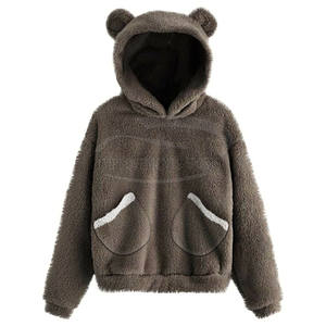 Super Selling Women's Breathable <b>Hoodie</b> Custom Logo Printing Woven Fabric Crew Neck with <b>Fur</b> Long Length Regular Fit Sweatshirt - Product Image 6