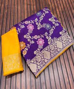 Superbe Saree en georgette pour femme avec broderie de mariée exclusive et chemisier fantaisie prêt à l'emploi pour la fête de mariage - Product Image 6