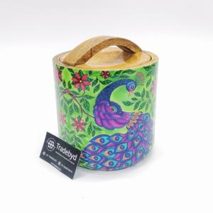 โถผลไม้แห้งพิมพ์ลายเคลือบไม้ดีไซน์เนอร์พร้อมที่จับโค้งสำหรับการจัดเก็บระดับพรีเมียมโดย tradebyd - Product Image 2