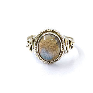 3.1 Grams <b>Labradorite</b> Gemstone <b>Ring</b> Rhodium and Gold Plated Bezel Setting for Everyday Wear and Weddings - Product Image 1