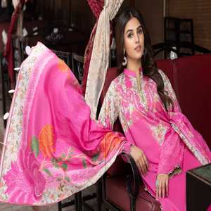 Vestidos Casuales de Algodón de Alta Calidad, Marca India y Pakistaní, Estilo Étnico Tradicional, Salwar Kameez sin Costuras, Camisa con Estampado Lawn y Dupatta - Product Image 5