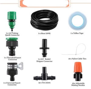 Kit d'irrigation <span class=keywords><strong>goutte</strong></span> <span class=keywords><strong>à</strong></span> <span class=keywords><strong>goutte</strong></span> réglable pour jardin, 40 m avec 40 buses, atomisation, refroidissement extérieur basse pression, humidification par pulvérisation - Product Image 2