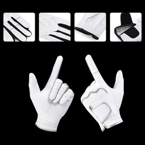 Venta al por mayor 2024 de alta calidad de los hombres Cabretta cuero PU Golf guantes logotipo personalizado antideslizante suave transpirable guantes deportivos aplicables - Product Image 5