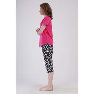 Ensemble de vêtements pour femmes P.SUPREM O YAKA KISA KOL ETEGI OVAL KAPRI - FUSYA - FUSYA - Product Image 3