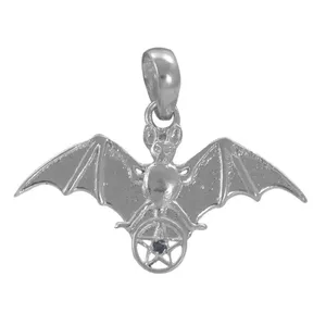 Colgante de murciélago de plata 925 con circonita, estilo neo gótico, para uso diario, unisex - Product Image 1