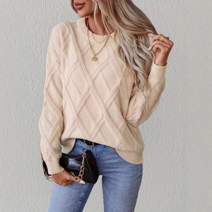 เสื้อสเวตเตอร์ถักแบบลำลองสำหรับผู้หญิงและเด็กผู้หญิงเสื้อสเวตเตอร์คอกลมทันสมัยแฟชั่นใหม่สำหรับฤดูหนาว - Product Image 2