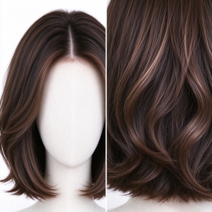 Peluca de Cabello Humano 100%, Corte Bob Corto con Puntas Rizadas Suaves, Peluca Marrón de Aspecto Natural para Mujer - Product Image 5