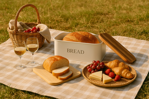 Kitchen Bread Box Metal Wooden <b>Bin</b> with Iron Acacia Lid Food Storage Container to Keep Bread Fresh for Bakery Products box - Product Image 5