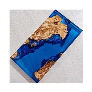 Resin chopping board with ocean tone resin pattern handmade for professional <b>chefs</b> and home kitchens serving multiple <b>dishes</b> - Product Image 1