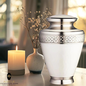 Handcrafted Aluminum Cremation <b>Urn</b> White Finish Cremation <b>Urns</b> with Meena Coating <b>Large</b> 220 Cu Capacity Leak-Proof & Engravable - Product Image 6