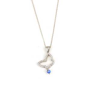 Collar de Oro de 14K con Ojo Turco y Mariposa, Circonita Blanca, Plata de Ley 925, Bañado en Rodio, Cadena de Caja, Engaste de Bisel, Incrustación de Piedra Blanca - Product Image 2