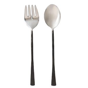 Flat Wrought Black Long Handle Salad Serving Cooking <b>Utensils</b> cutlery Set <b>stainless</b> <b>steel</b> Silver Plated serving <b>utensil</b> set - Product Image 1