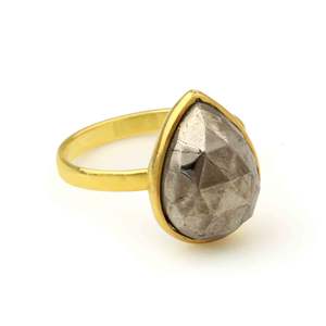 RJR0072 pirita piedra preciosa Natural joyería a granel 12x16mm pera genuina eternidad Vermeil mujeres plata esterlina 925 anillo de dedo de boda - Product Image 4