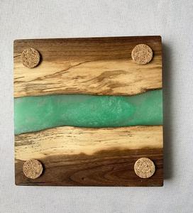 Sous-verre en résine à texture carrée en bois sous-verre à café personnalisable en résine de haute qualité pour la maison et le bureau utilise un sous-verre en pierre - Product Image 2