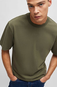mens olive green <b>plain</b> solid blank casual high crewneck short sleeve <b>tshirt</b> relaxed fit everyday tee top - Product Image 4