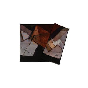 Square Cotton Silk Plaid Fashion Scarf-Custom Black Brown Pattern - Product Image 1