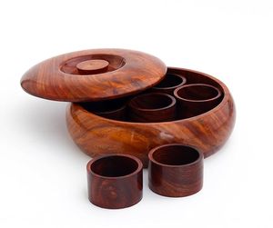 Masala Dabba de Madera Natural con Compartimentos para un Fácil Uso Diario de las Especias, Caja Organizadora de Especias de Madera de Aspecto Premium - Product Image 4