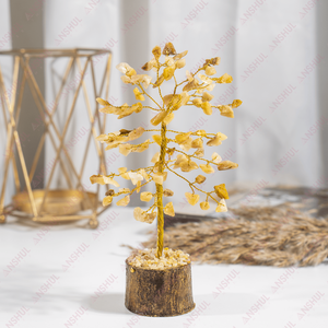 Arbre en pierre d'aventurine jaune 100 % authentique, fait main, au design charmant, qualité garantie, idéal pour la décoration intérieure - Product Image 5