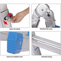 Échelle télescopique en aluminium, extension maximale de l'échelle télescopique de 22 pieds, échelle pliable multifonctionnelle avec deux roues