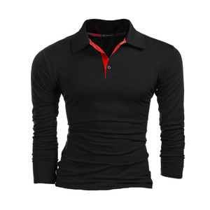 Camisas de Manga Larga para Hombre al por Mayor, 100% Algodón, para Golf, Deporte, Trabajo en Equipo, Color Rojo Sólido, Personalizadas, Transpirables y de Secado Rápido - Product Image 3