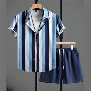 Ensemble t-shirt à manches courtes en coton pour hommes personnalisé ensemble streetwear deux pièces en tricot respirant et surdimensionné - Product Image 1