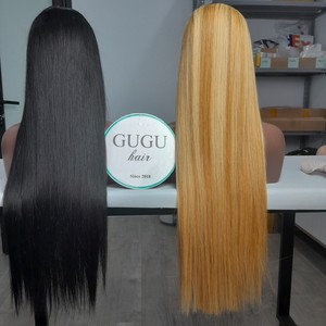 100% Raw Vietnamese <b>Black</b> Color Bone Straight Human Hair Wigs Double Drawn Lace Base Extensions <b>Long</b> Length Vendor - Product Image 4
