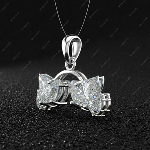 Colgante y Dije de Plata de Ley 925 con Diamante Cultivado en Laboratorio de 4 Quilates, Color DEF, Claridad VVS VS, Certificado GIA IGI, Diseño de Pájaros Enamorados, Regalo para Él - Product Image 3