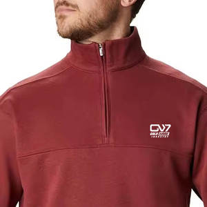 เสื้อสเวตเตอร์มีซิปสำหรับผู้ชายผ้าคอตตอนผสมมาใหม่เสื้อสเวตเชิ้ตมีซิปแบบครึ่งตัวจากโรงงาน - Product Image 5