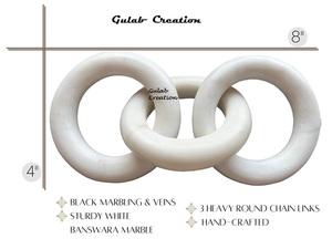 Sculpture décorative artisanale en marbre blanc à 3 maillons pour la décoration intérieure moderne, centre de table basse, accent de style intérieur - Product Image 5