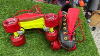 Patins à roulettes unisexes avec dessus en PU, 4 roues, semelle intermédiaire en caoutchouc, fermeture à enfiler, toutes tailles, pour les saisons printemps, automne, hiver