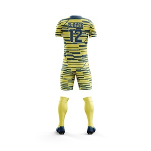 Entraînement sportif pour hommes, vêtements de football à sublimation personnalisée, uniforme de football noir, jaune et rouge - Product Image 6