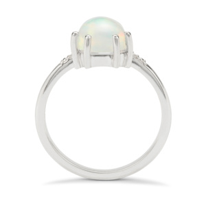 Bague en argent sterling avec opale éthiopienne 1,59 ct et zircon blanc, bijou statement à grappe géométrique - Product Image 3