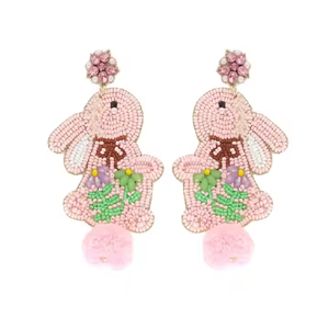Pendientes de lentejuelas multicolores en forma de onda para mujer joyería trenzada con cuentas de semillas florales hechas a mano de proveedor de India - Product Image 4