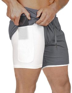 <b>Men's</b> Double Layered Sporty Pattern Athletic <b>Shorts</b> for Running Basketball and Fitness Breathable Quick Dry Sports <b>Shorts</b> - Product Image 1