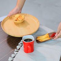 Assiettes et plateaux de service en bambou sans BPA, design rustique, assiette en bois réutilisable de 12 pouces pour cafés, restaurants et fêtes